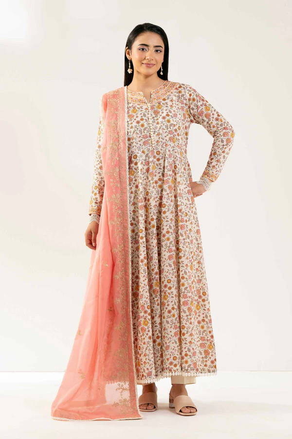 Printed Embroidered Suit